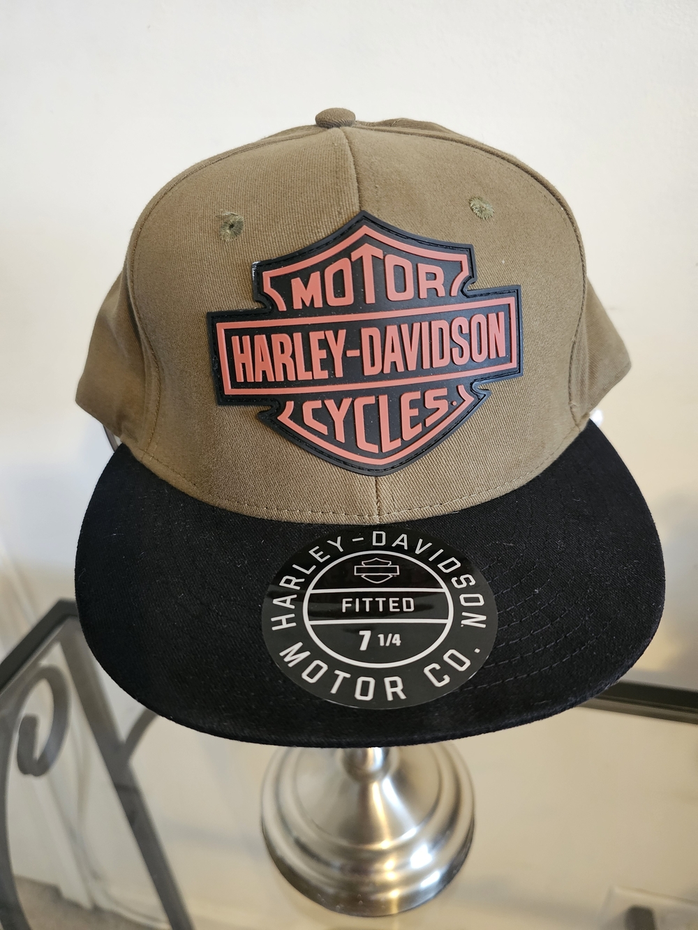 NEW! GENUINE Harley Davidson Mens Green Woven Baseball Cap Fitted 7 1/4 Medium.
